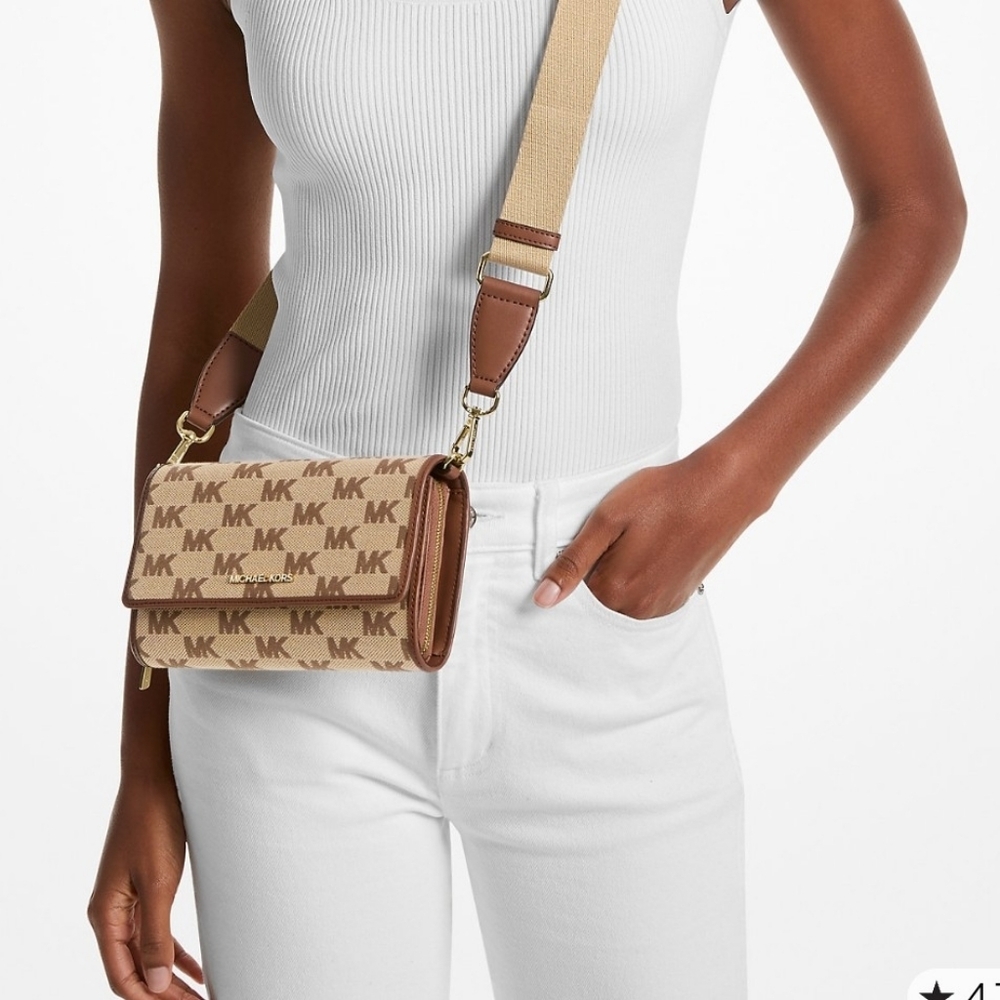 "NWOT" Michael Kors Jet Set Large Logo Jacquard Crossbody Bag